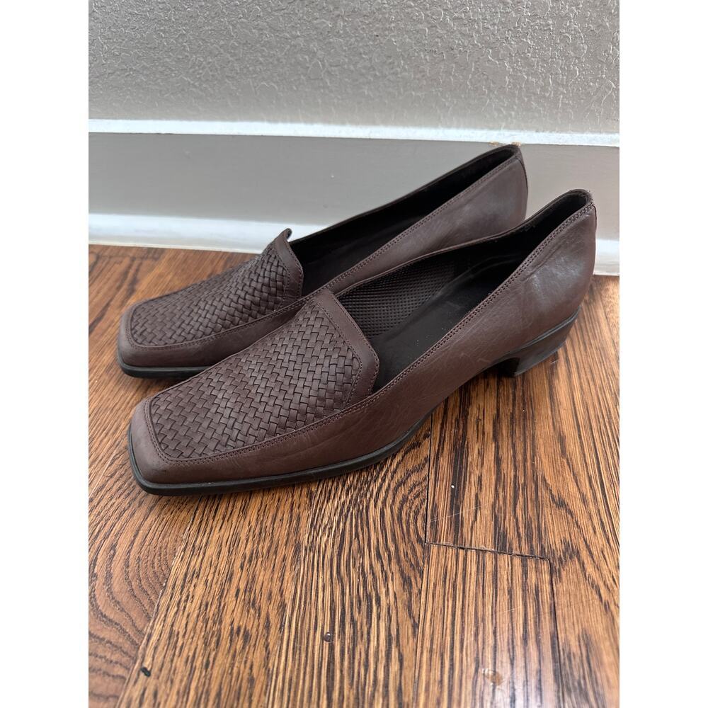 Meucci Sesto Womens size 9M brown leather italian woven loafers flats - Picture 4 of 6